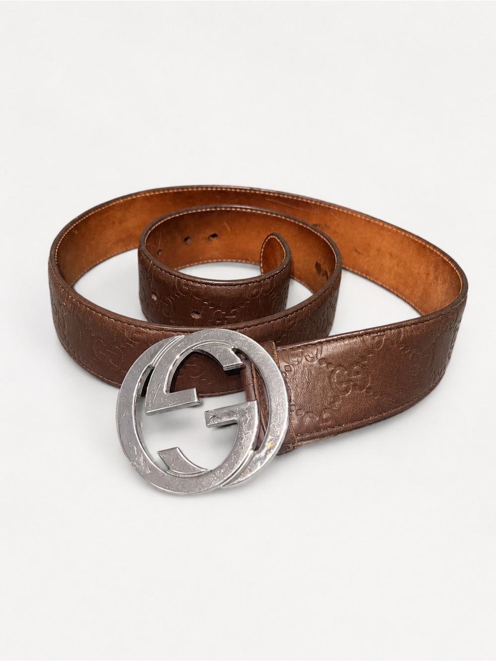 Gucci Brown Leather Interlocking G Belt